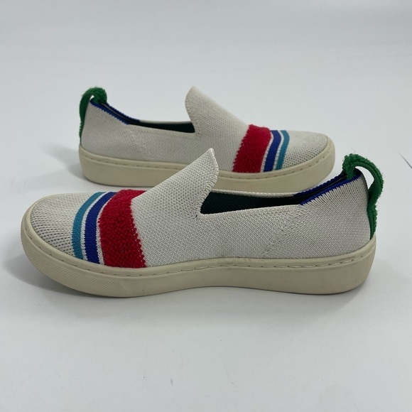 Rothy's Lollypop Slip on white Sneakers with red stripe washable preppy size 13 - Picture 2 of 9